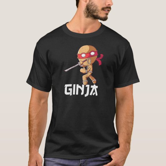 Ginja Ninjabread Man Gingerbrood Ninja Kerstmis W T-shirt (Voorkant)