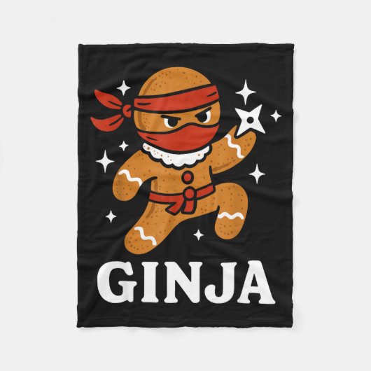 Ginjas Gingerbread Ninja Funny Christmas Cookie Bo Fleece Deken (Voorkant)
