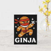 Ginjas Gingerbread Ninja Funny Christmas Cookie Bo Kaart (Gele Bloem)