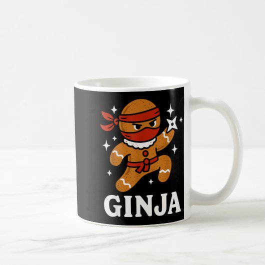 Ginjas Gingerbread Ninja Funny Christmas Cookie Bo Koffiemok (Rechts)