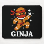 Ginjas Gingerbread Ninja Funny Christmas Cookie Bo Muismat (Voorkant)