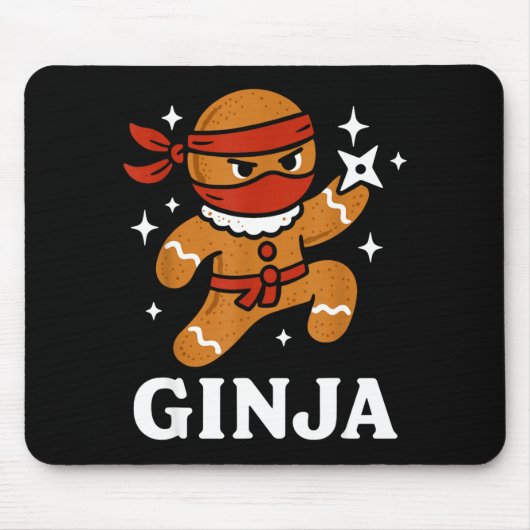 Ginjas Gingerbread Ninja Funny Christmas Cookie Bo Muismat (Voorkant)