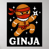 Ginjas Gingerbread Ninja Funny Christmas Cookie Bo Poster (Voorkant)