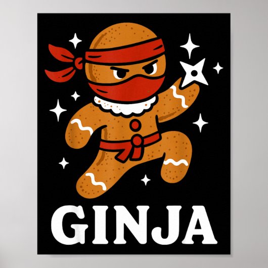Ginjas Gingerbread Ninja Funny Christmas Cookie Bo Poster (Voorkant)