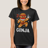Ginjas Gingerbread Ninja Funny Christmas Cookie Bo T-shirt (Voorkant)