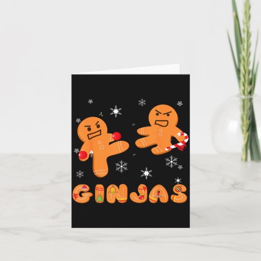 Ginjas Gingerbread Ninjas Funny Ugly Christmas Kaart (Voorkant)