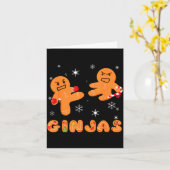 Ginjas Gingerbread Ninjas Funny Ugly Christmas Kaart (Gele Bloem)