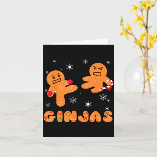 Ginjas Gingerbread Ninjas Funny Ugly Christmas Kaart (Gele Bloem)