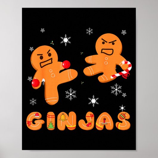 Ginjas Gingerbread Ninjas Funny Ugly Christmas Poster (Voorkant)