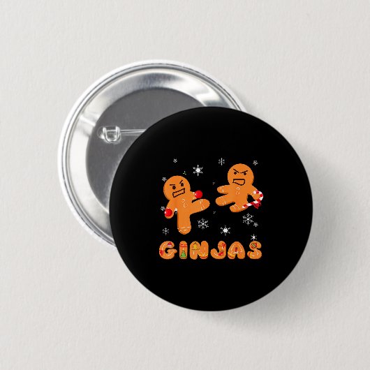 Ginjas Gingerbread Ninjas Funny Ugly Christmas  Ronde Button 5,7 Cm (Voorkant /achterkant)