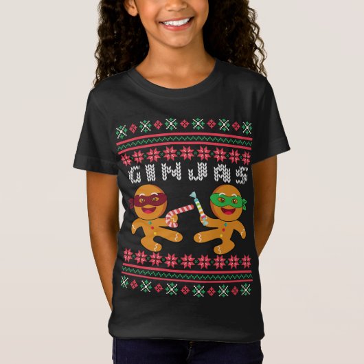 Ginjas Gingerbrood Manusachtig kerstkeuken T-shirt (Voorkant)