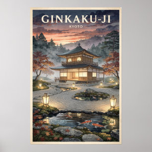 Ginkaku-ji Kyoto Vintage Reisposter Poster