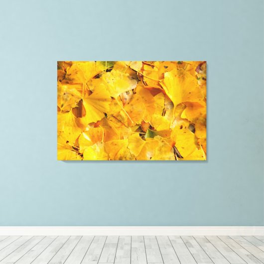 Ginkgo Biloba-bladeren Canvas Afdruk (Insitu (Houten vloer))
