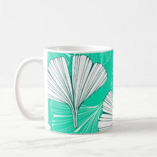 Ginkgo biloba bladeren, met de hand getekend patro koffiemok