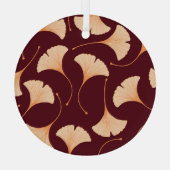 Ginkgo biloba bladeren, naadloos bloemenpatroon. glas ornament (Achterkant)