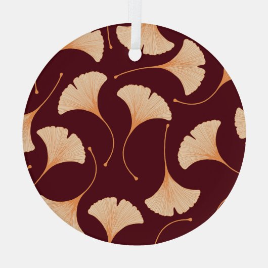 Ginkgo biloba bladeren, naadloos bloemenpatroon. glas ornament (Achterkant)