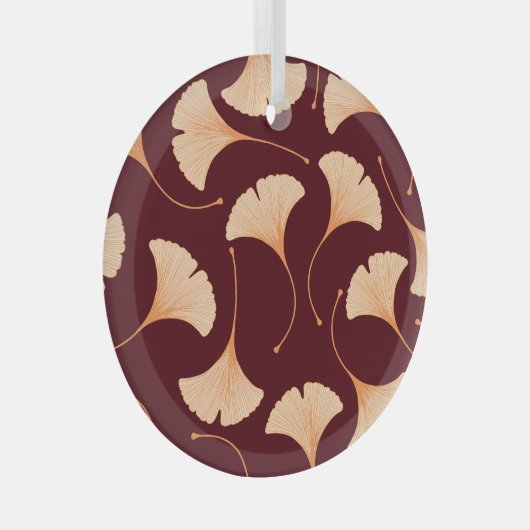 Ginkgo biloba bladeren, naadloos bloemenpatroon. glas ornament (Voorkant Rechts)