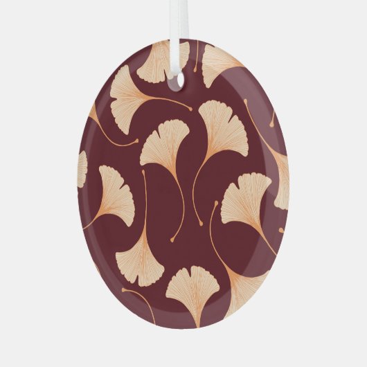 Ginkgo biloba bladeren, naadloos bloemenpatroon. glas ornament (Voorkant links)