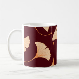 Ginkgo biloba bladeren, naadloos bloemenpatroon. koffiemok