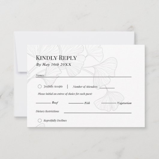 Ginkgo Biloba Dream Wedding Response Kaart (Voorkant)