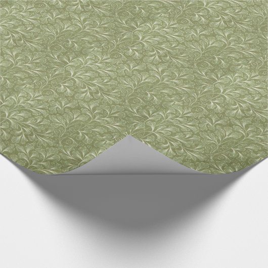 Ginkgo biloba Leaves on Sage Green Cadeaupapier (Hoek)