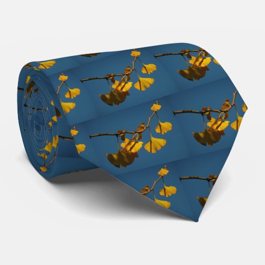 Ginkgo Biloba Leaves Stropdas (Opgerold)