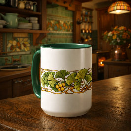 Ginkgo Biloba Retro Art Nouveau Fries Mok