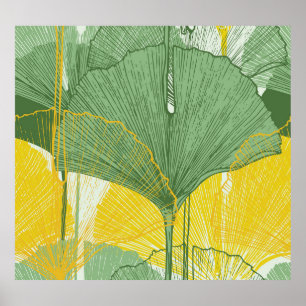  ginkgo biloba: tropische bladeren poster