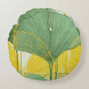 ginkgo biloba: tropische bladeren rond kussen