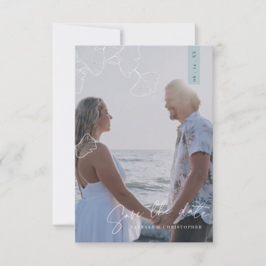 Ginkgo Biloba Whimsical Flat Save The Date Kaart (Voorkant)