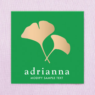 Ginkgo Blad Goud Groen Vierkante Visitekaartje