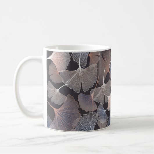 Ginkgo bladeren: elegant natuurlijk patroon. koffiemok (Links)