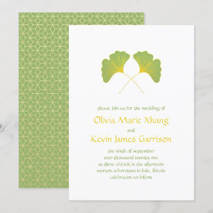 Ginkgo bladeren en goud geometrische kaart