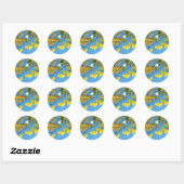 Ginkgo-bladeren in de herfst ronde sticker (Vel)