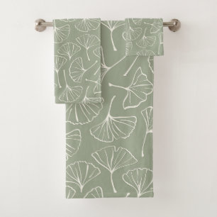 Ginkgo-bladeren Japandi neutraal botanisch saliegr Bad Handdoek