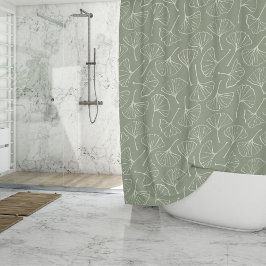 Ginkgo-bladeren Japandi neutraal botanisch saliegr Douchegordijn