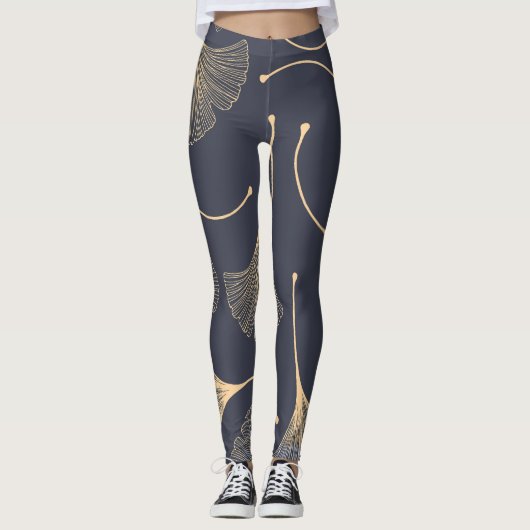 Ginkgo bladeren naadloos bloemenpatroon leggings (Voorkant)