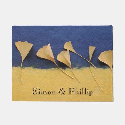 Ginkgo-bladeren op handgemaakt papier deurmat (Voorkant)