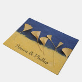 Ginkgo-bladeren op handgemaakt papier deurmat (Schuin)