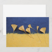ginkgo-bladeren op handgemaakt papier, vijfmaal7 u kaart (Voorkant / Achterkant)