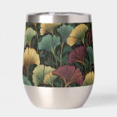 Ginkgo-bladpatroon Teal Bourgondië (Achterkant)