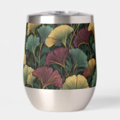 Ginkgo-bladpatroon Teal Bourgondië (Voorkant)
