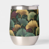 Ginkgo-bladpatroon Teal Bourgondië (Links)