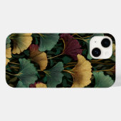 Ginkgo-bladpatroon turquoise rood Case-Mate iPhone case (Achterkant (horizontaal))
