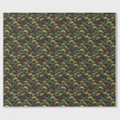 Ginkgo-bladpatroon turquoise roodbordeaux cadeaupapier (Vlak)