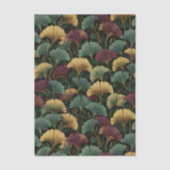 Ginkgo-bladpatroon turquoise roodbordeaux tissuepapier (Voorkant)