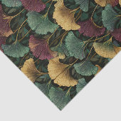 Ginkgo-bladpatroon turquoise roodbordeaux tissuepapier (Detail)
