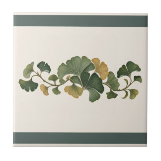 Ginkgo botanische waaier aangepaste kleur fries tegeltje