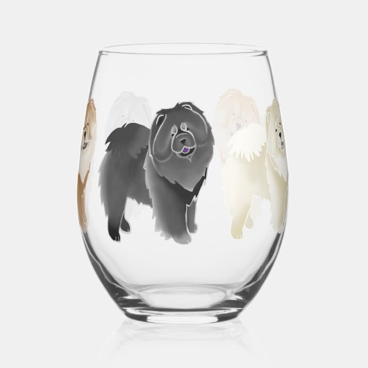 GINKGO CHOW 5 vachtkleuren Stemless Wijnglas Wijnglas Zonder Voet (Achterkant)