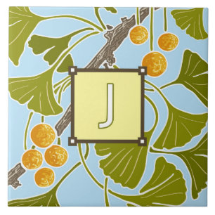 Ginkgo Dance Monogram Letter J Tegeltje